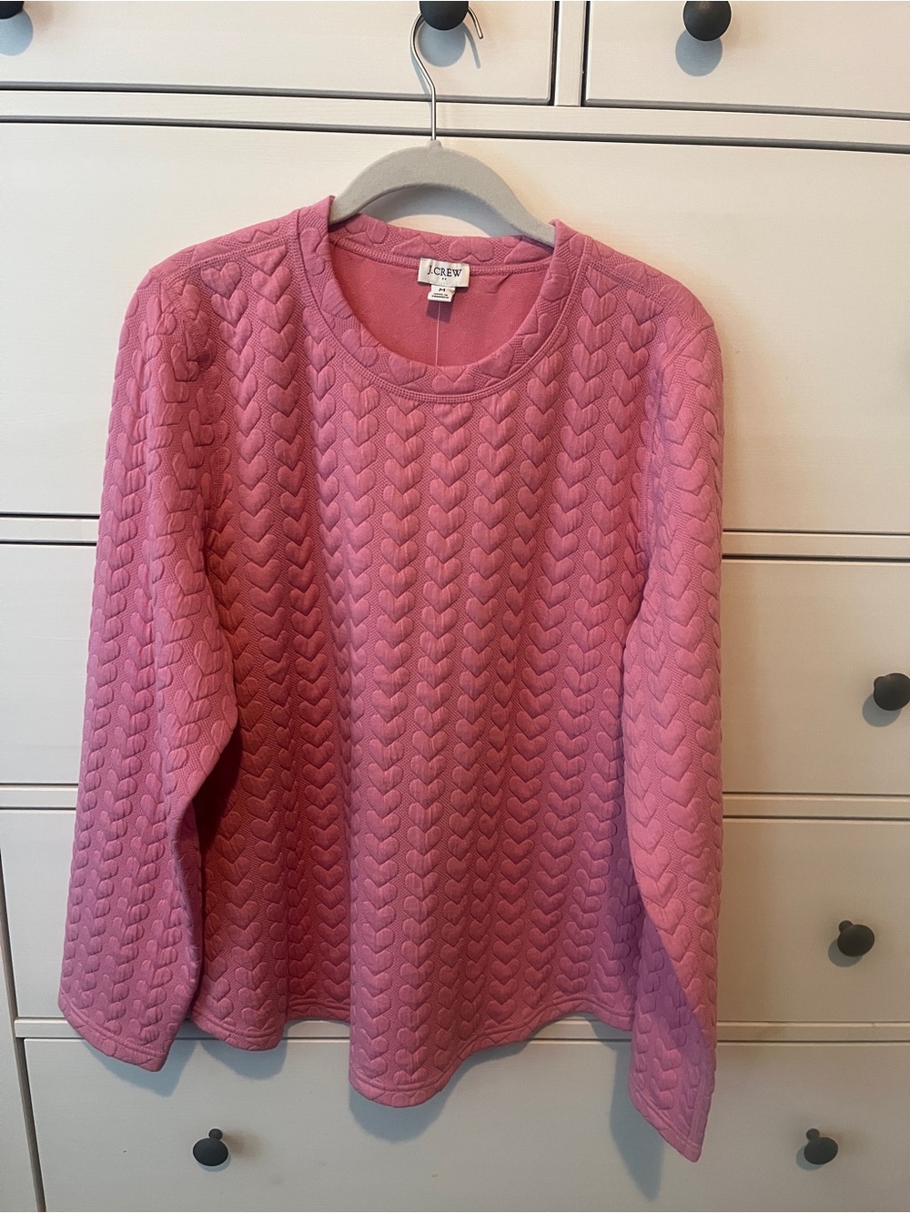 NWT J. Crew Quilted Pink Crewneck Top Size Medium